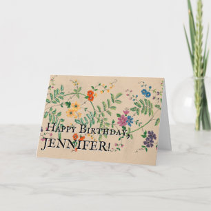 Carte Fleurs de look vintage, Feuilles, Soupe; Joyeux an