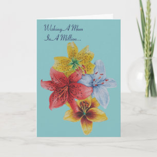 Carte fleurs de lys joli floral avec vers pour maman