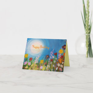 Carte Fleurs de maïs bleues dans un pré fleur sauvage