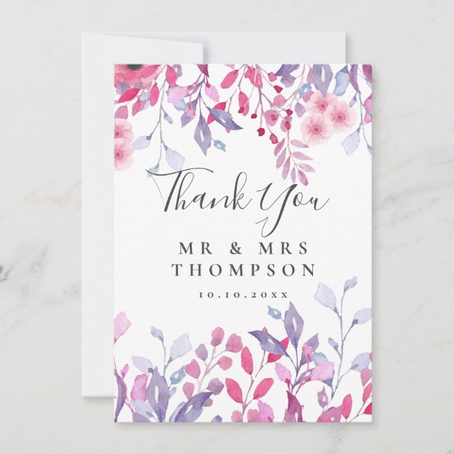 Carte Fleurs de mariage florales de campagne violette (Devant)
