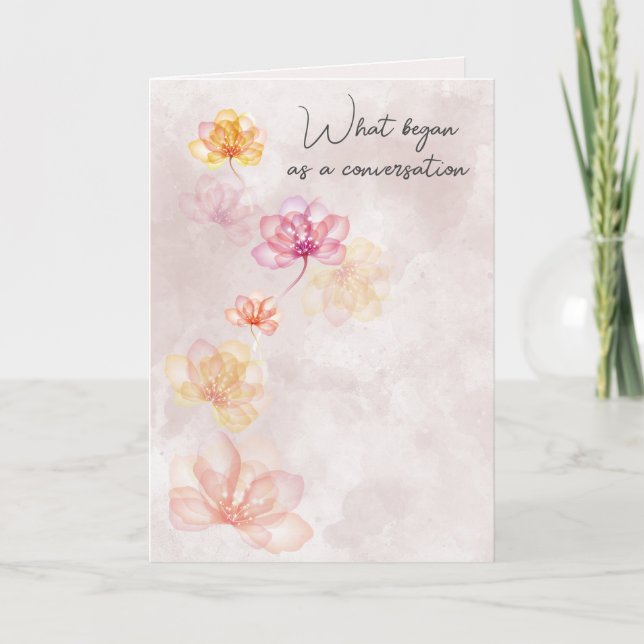 Carte Fleurs de mariage sur abstrait rose (Devant)