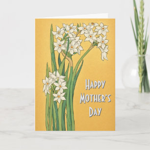 Carte Fleurs de Narcisse Art Nouveau