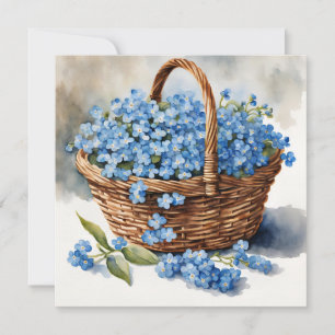 Carte Fleurs de Ne m'oublie pas bleues à l'aquarelle dan
