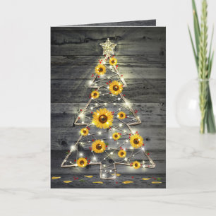 Carte Fleurs de Noël en bois rustique