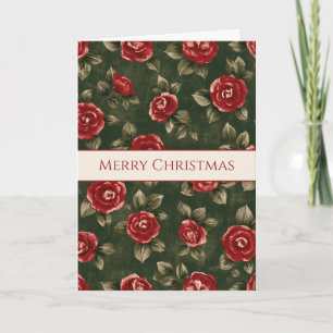 Carte Fleurs de Noël vertes jolies rouges