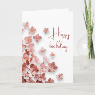 Carte Fleurs de paillettes roses Fleur Femme Anniversair
