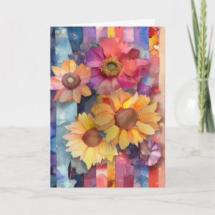 Carte Fleurs de papier Quirky Whimsical Hello plié