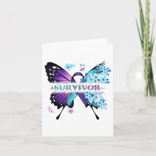 Carte Fleurs de papillon Turquoise & ; Suicide au rub