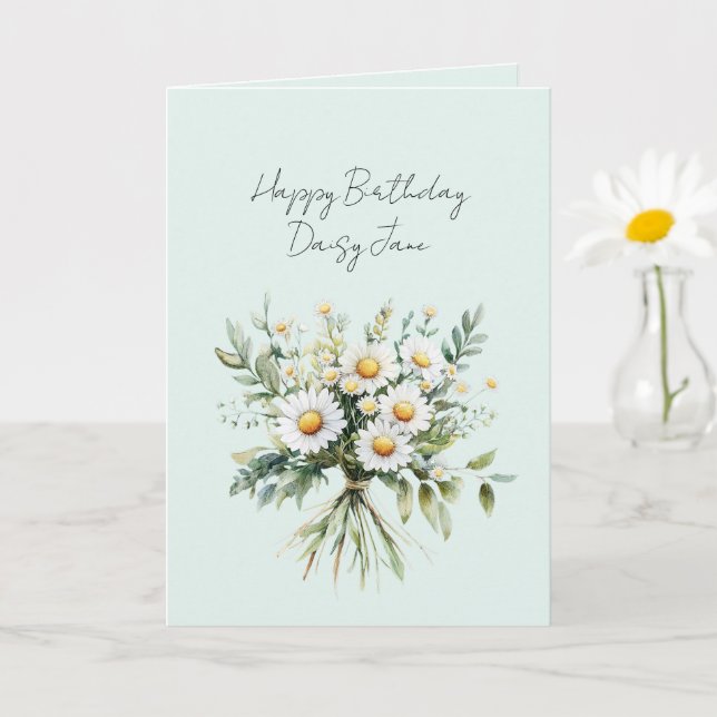 Carte Fleurs de pâquerette menthe Anniversaire (Petite plante)