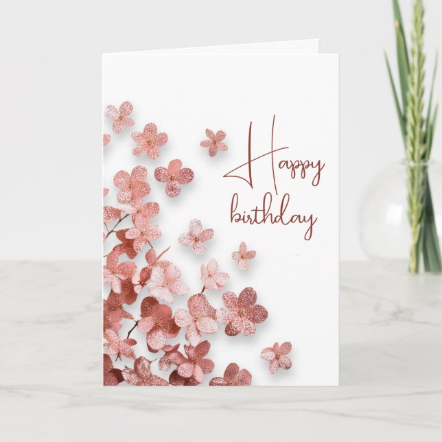 Carte Fleurs de Parties scintillant rose Floral Femme An (Devant)