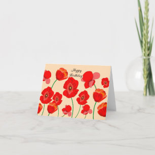 Carte Fleurs de pavot rouge personnalisées  