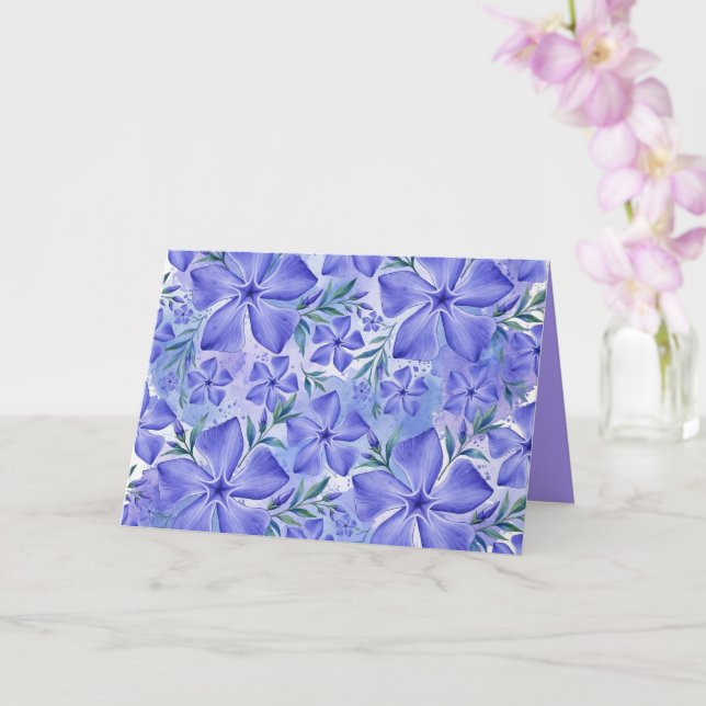 Carte Fleurs de Pervenche Bleu Violet Fleurs de Vinca (Orchidée)