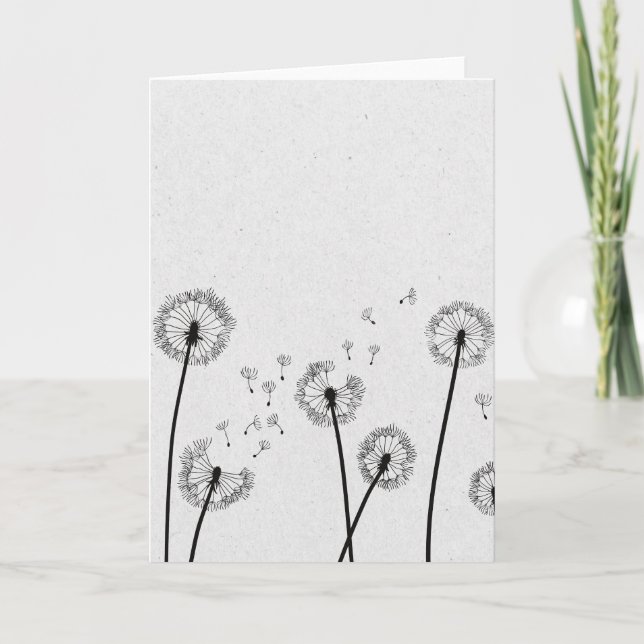 Carte Fleurs de pissenlits aigrettes spores Gris (Devant)