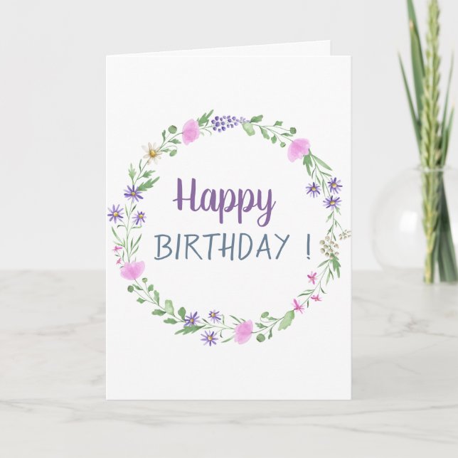 Carte Fleurs de prairie chic Anniversaire  (Devant)