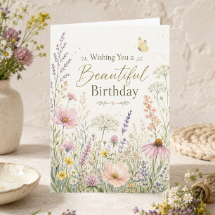 Carte Fleurs de prairie sauvage Aquarelle Anniversaire p