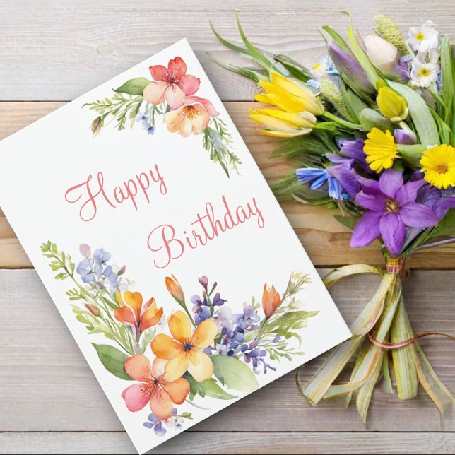 Carte Fleurs de printemps à l'aquarelle pastel doux pour (Créateur téléchargé)