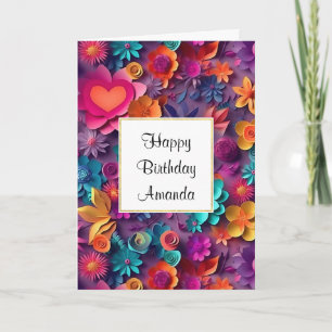 Carte Fleurs de printemps colorées Motif Anniversaire