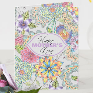 Carte Fleurs de Printemps et Fête des Mères verdoyantes