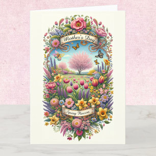 Carte Fleurs de printemps Fête des mères personnalisée
