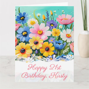Carte Fleurs de printemps vibrantes aquarelle Anniversai
