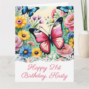 Carte Fleurs de printemps vibrantes aquarelle Anniversai