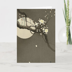 Carte Fleurs de prune la nuit par Ohara Koson Vintage