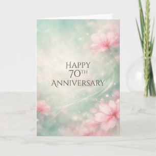 Carte Fleurs de rêve du 70e anniversaire sur fond vert m
