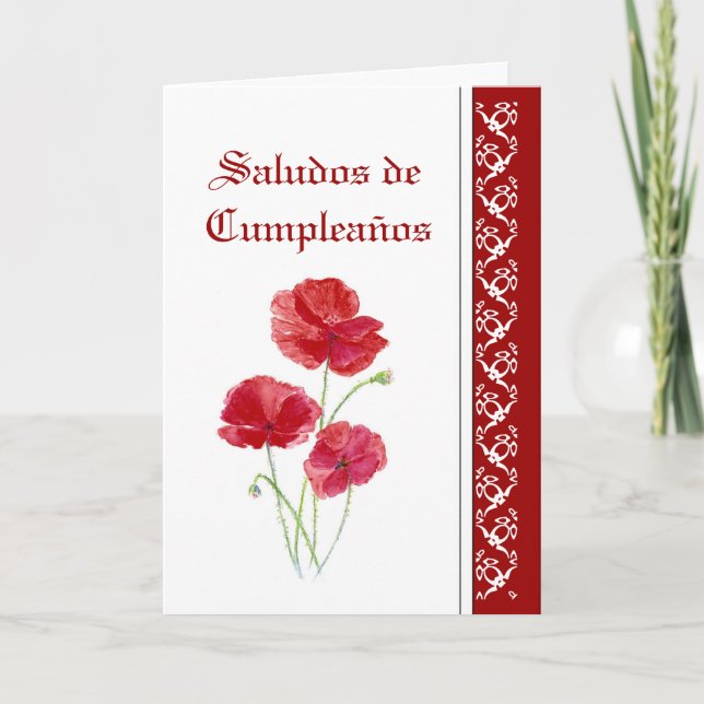 Carte Fleurs de Saludos de   Cumpleaños Red (Devant)