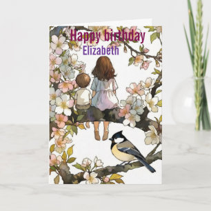 Carte Fleurs de sœur personnalisées Aquarelle anniversai