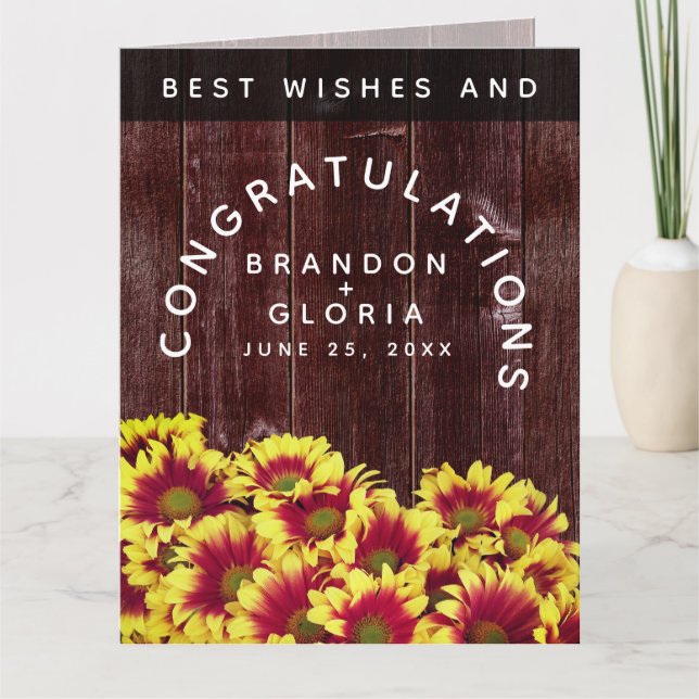 Carte Fleurs de soleil d'automne rustiques sur Mariage d (Devant)