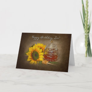 Carte Fleurs de soleil et miel - ANNIVERSAIRE - SOEUR