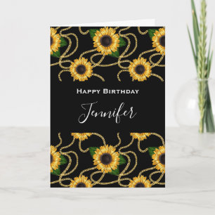 Carte Fleurs de soleil Jaunes Classé Motif élégant Anniv