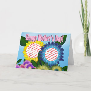 Carte Fleurs de soleil pour maman double cadre pour la f