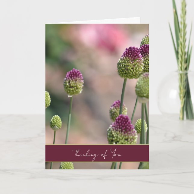 Carte Fleurs de trèfle vert pourpre Pensant à vous (Devant)