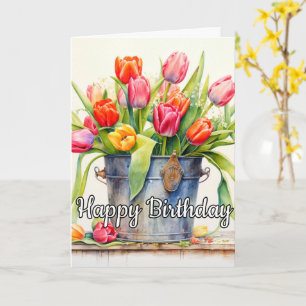 Carte Fleurs de tulipes fraîchement cueillies