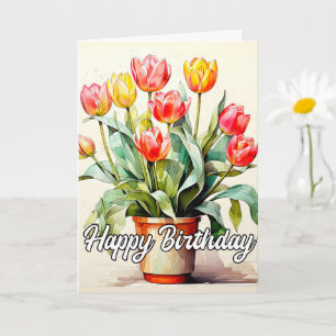 Carte Fleurs de tulipes fraîchement cueillies