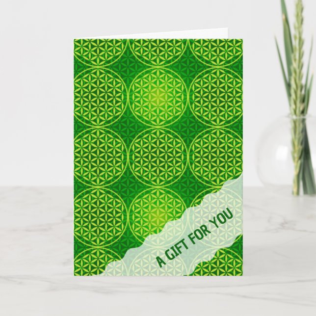 Carte FLEURS DE VIE - mélange vert motif (Devant)