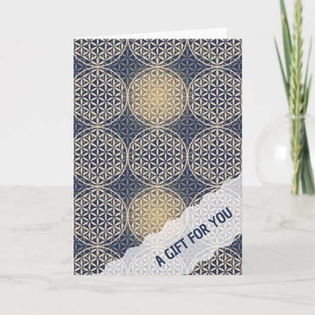 Carte FLEURS DE VIE - motif de sable bleu (Devant)