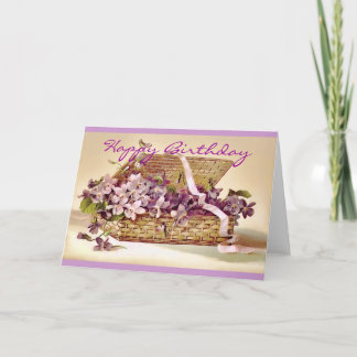 Carte Fleurs de violet Vintages dans un panier d'anniver