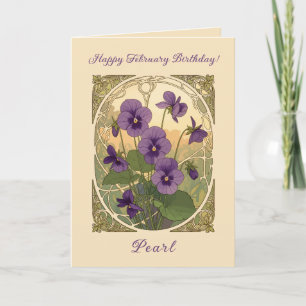 Carte Fleurs de violette Fête d'anniversaire de février