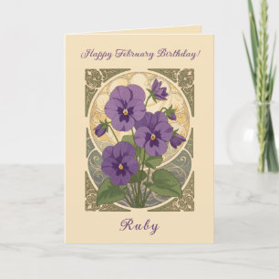 Carte Fleurs de violette pour anniversaire de février da