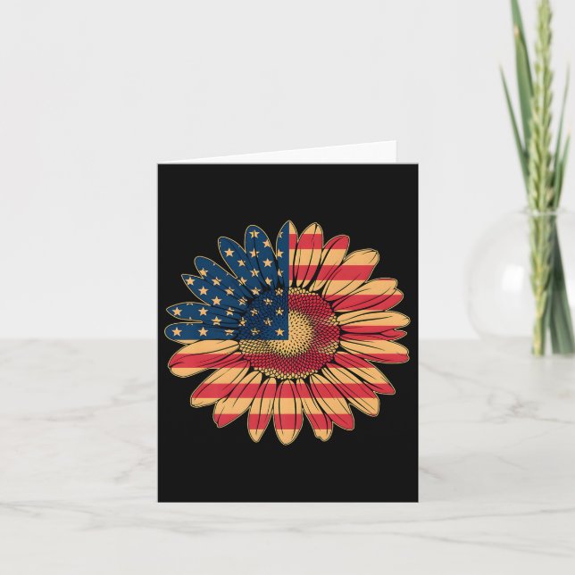 Carte Fleurs Décontractées Drapeau Américain Étoiles Et  (Devant)