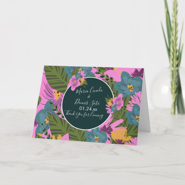 Carte Fleurs dessinées à la main Mariage vert luxuriant  (Devant)