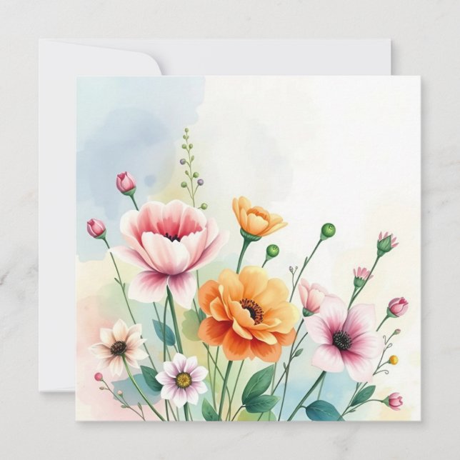 Carte Fleurs d'été à l'aquarelle  (Devant)