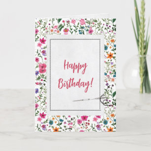 Carte Fleurs d'été et Aiguilles Anniversaire