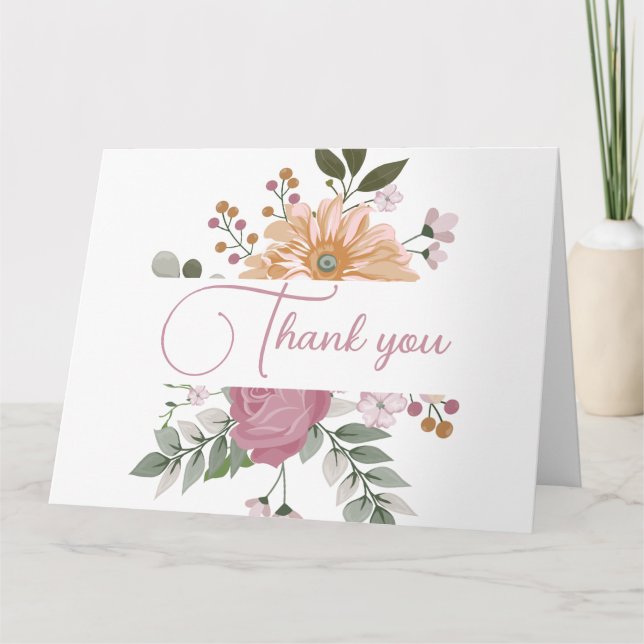 Carte Fleurs d'été Mariage Merci  (Devant)