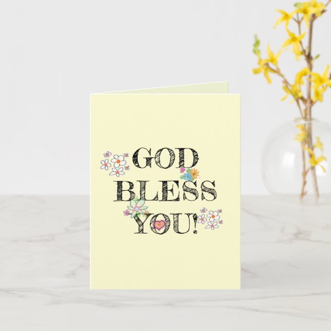 Carte Fleurs « Dieu vous bénisse »  (Fleur jaune)