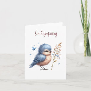 Carte Fleurs d'oiseaux bleues et Sympathie des papillons
