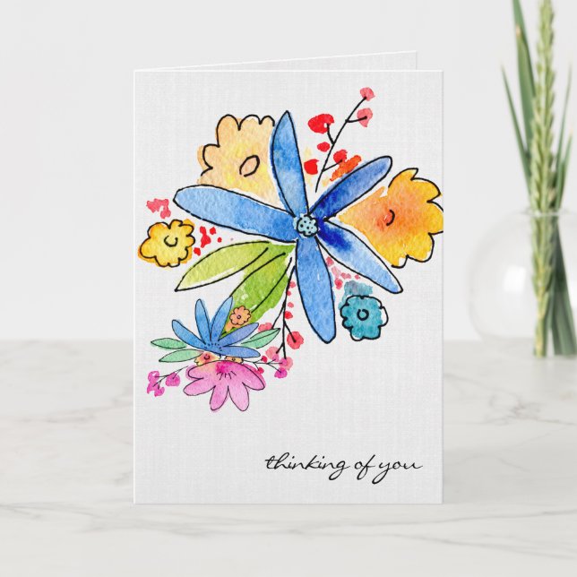 Carte Fleurs Doodle Pensées pour Toi (Devant)