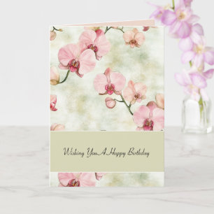 Carte Fleurs d'orchidée roses vertes Anniversaire